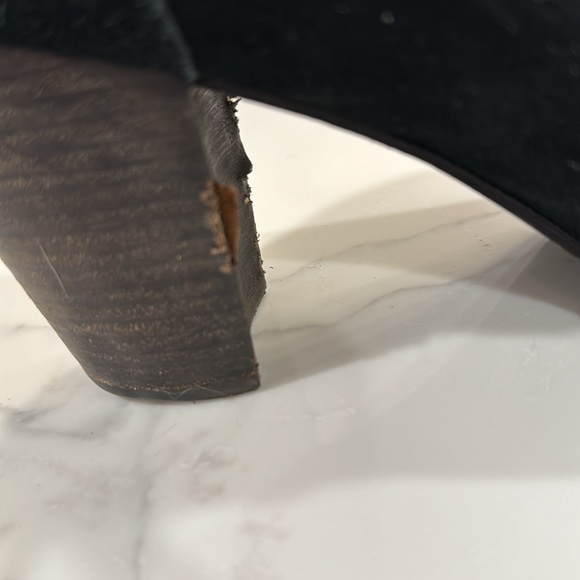 Uggs black suede high heel lace-up booties. Size 11. Pre-worn, well-loved. - Picture 5 of 14